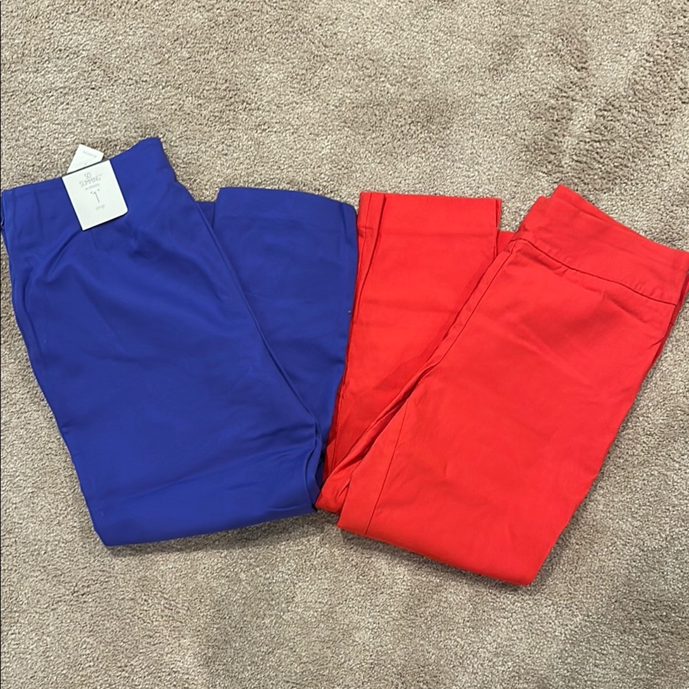 Chico's Ankle Pants (2 pairs) - Blue (NWT) and Red  Size 8